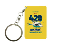 Thumbnail for Bell 429 - Twin power. One happy hover. design on yellow key chain
