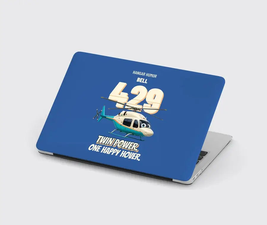 Bell 429 - Twin power. One happy hover. design on blue MacBook case
