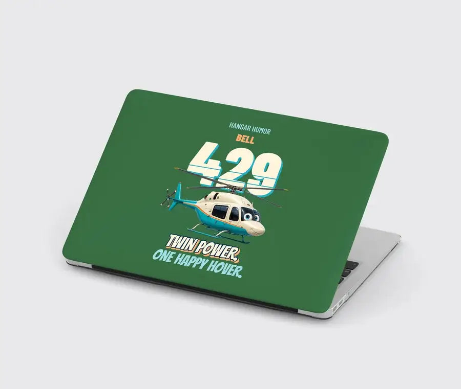 Bell 429 - Twin power. One happy hover. design on green MacBook case