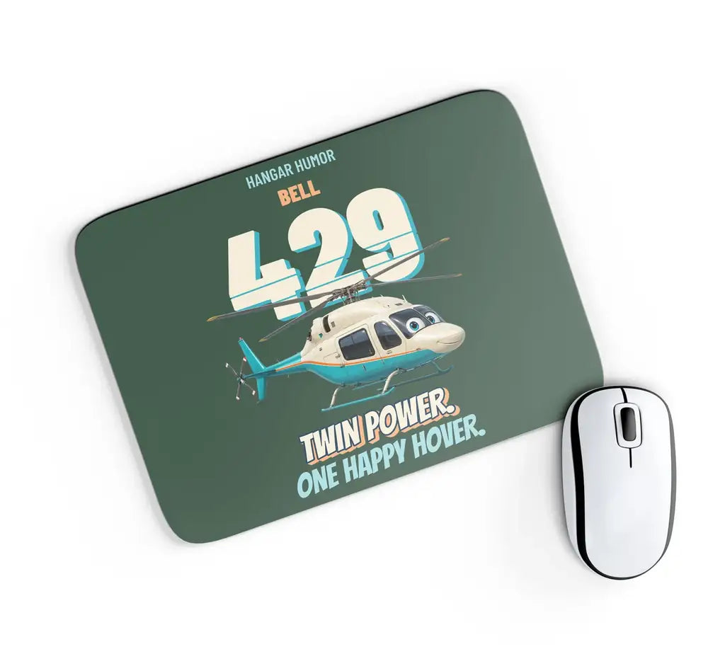 Bell 429 - Twin power. One happy hover. design on dark green rectangle mouse pad