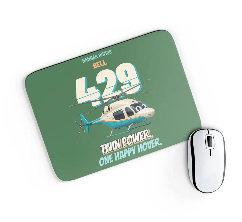 Bell 429 - Twin power. One happy hover. design on green rectangle mouse pad