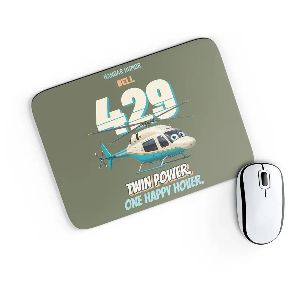 Bell 429 - Twin power. One happy hover. design on green army rectangle mouse pad