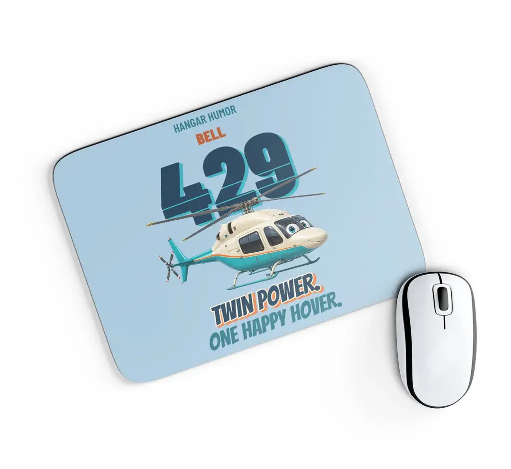 Bell 429 - Twin power. One happy hover. design on light blue rectangle mouse pad