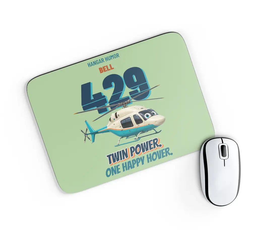 Bell 429 - Twin power. One happy hover. design on light green rectangle mouse pad