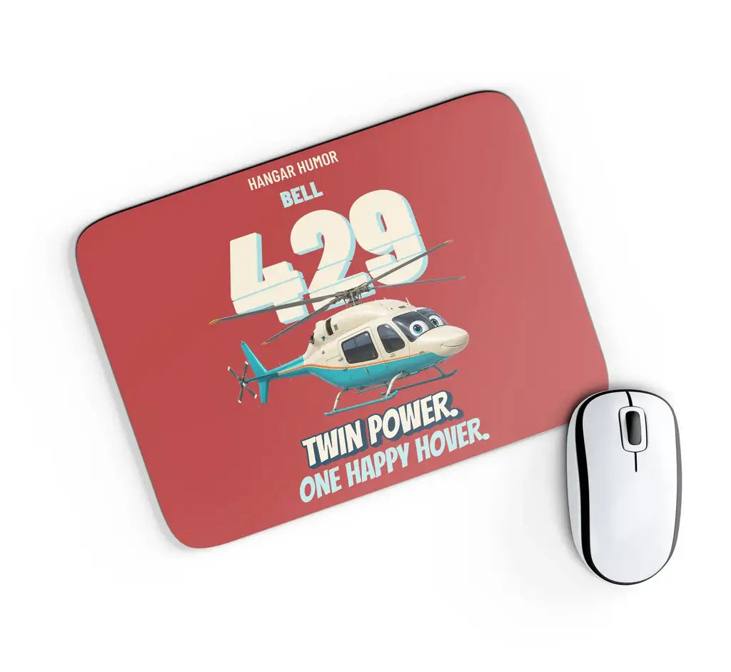 Bell 429 - Twin power. One happy hover. design on red rectangle mouse pad
