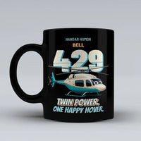Thumbnail for Bell 429 - Twin power. One happy hover. design on black ceramic mug