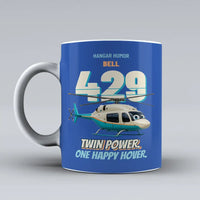 Thumbnail for Bell 429 - Twin power. One happy hover. design on blue ceramic mug