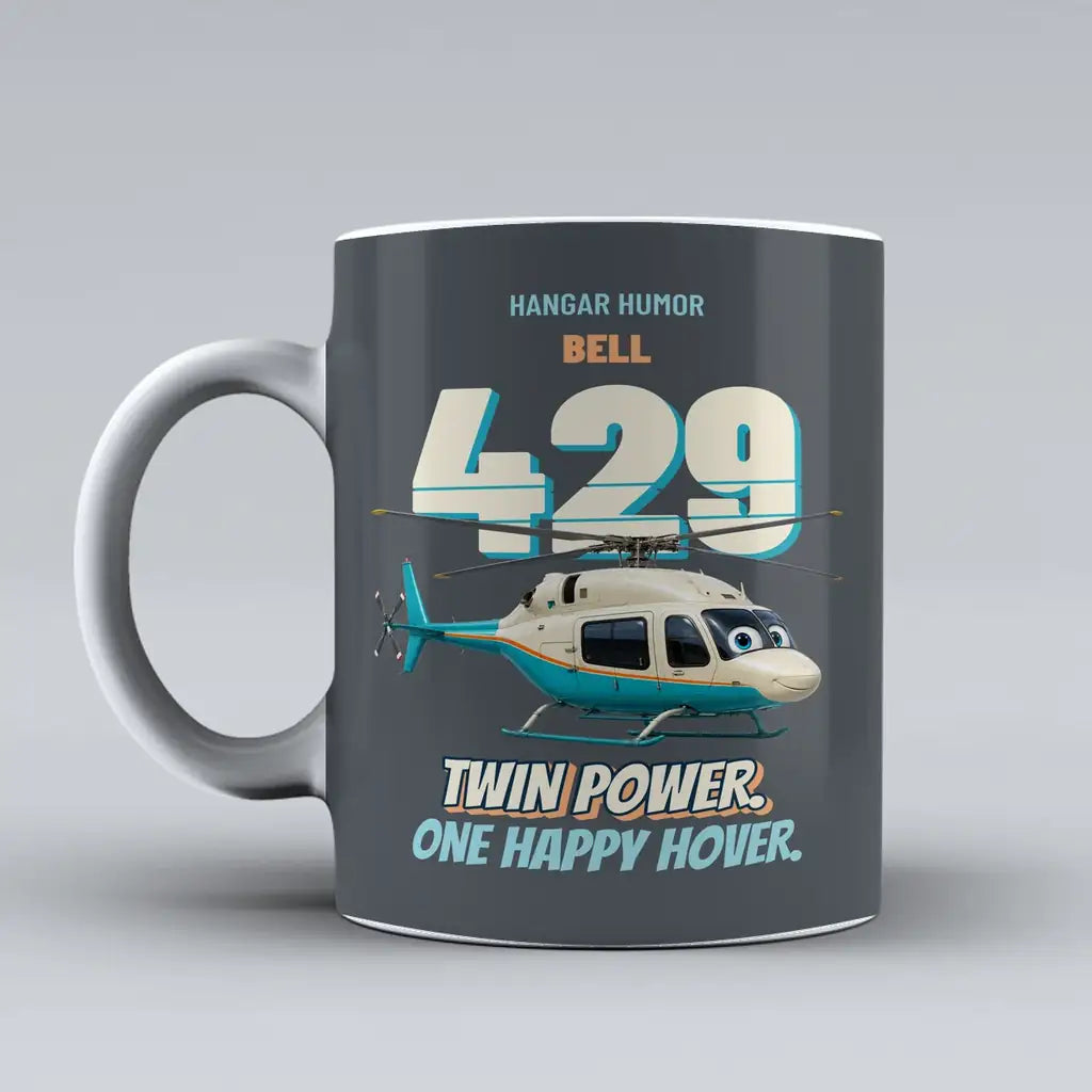 Bell 429 - Twin power. One happy hover. design on gray ceramic mug