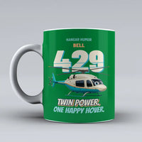 Thumbnail for Bell 429 - Twin power. One happy hover. design on green ceramic mug