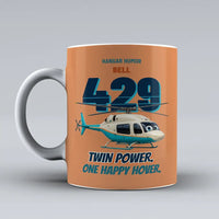 Thumbnail for Bell 429 - Twin power. One happy hover. design on orange ceramic mug