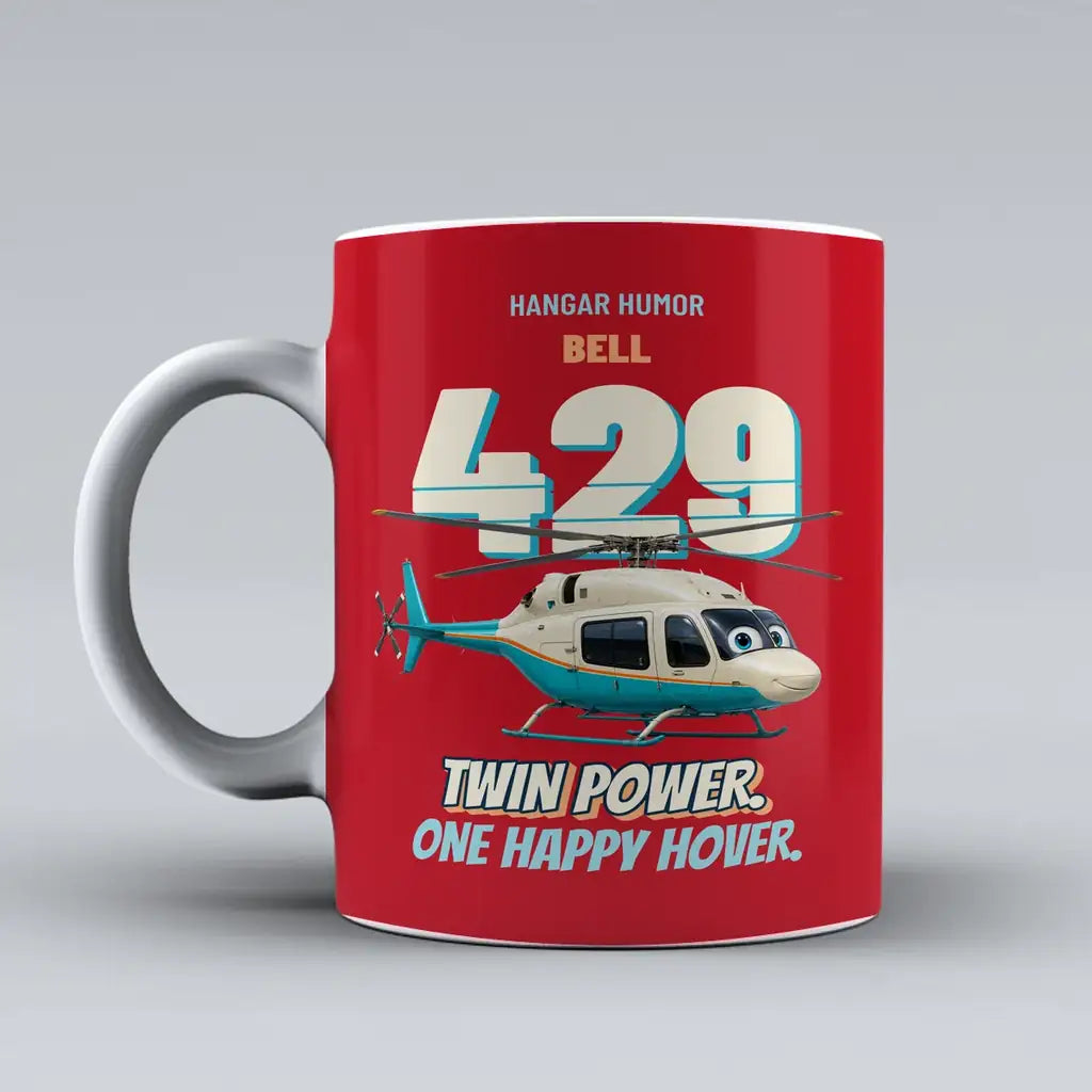 Bell 429 - Twin power. One happy hover. design on red ceramic mug