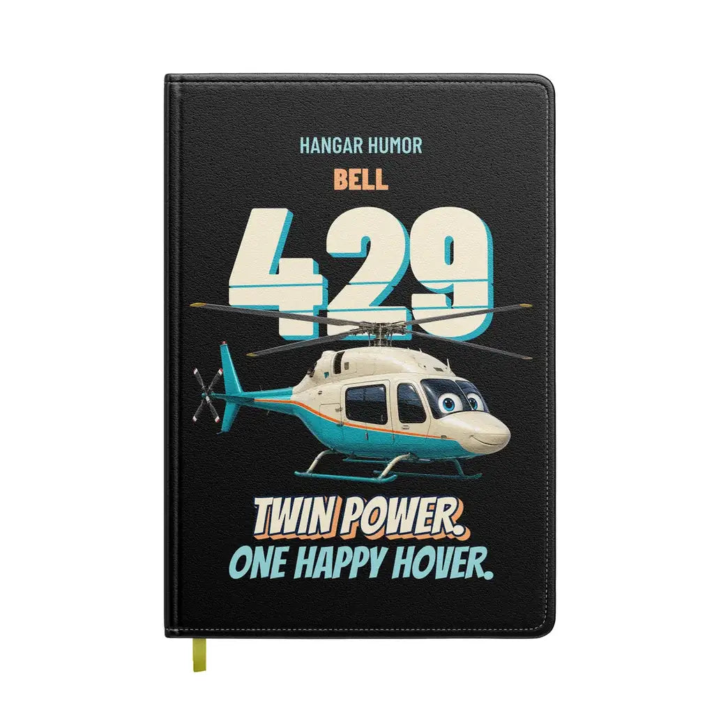 Bell 429 - Twin power. One happy hover. design on black notebook