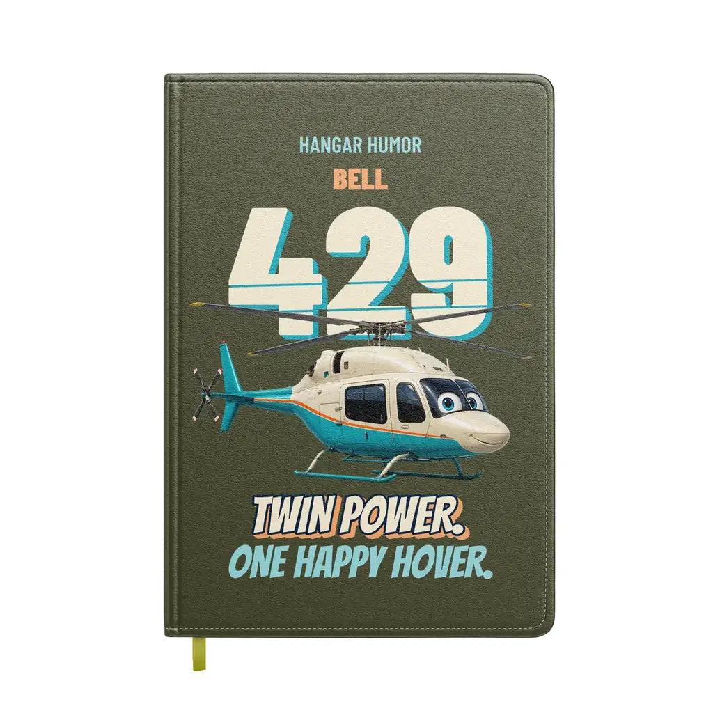 Bell 429 - Twin power. One happy hover. design on green army notebook