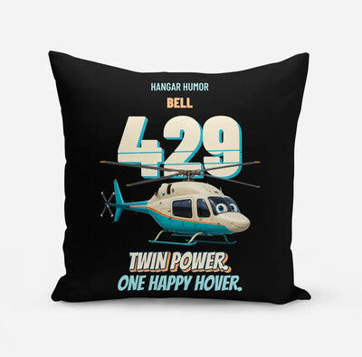 Bell 429 - Twin power. One happy hover. design on black pillow