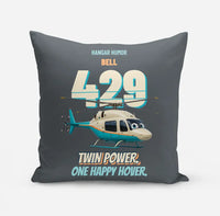 Thumbnail for Bell 429 - Twin power. One happy hover. design on gray pillow
