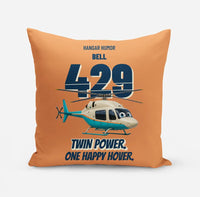 Thumbnail for Bell 429 - Twin power. One happy hover. design on orange pillow