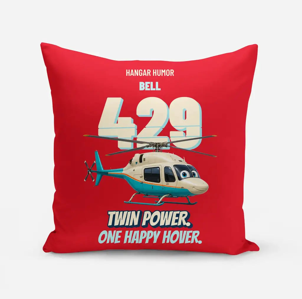 Bell 429 - Twin power. One happy hover. design on red pillow