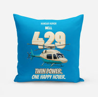 Thumbnail for Bell 429 - Twin power. One happy hover. design on turquoise pillow