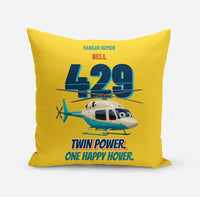 Thumbnail for Bell 429 - Twin power. One happy hover. design on yellow pillow