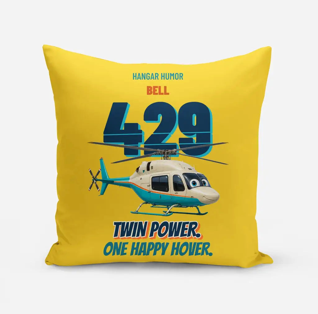 Bell 429 - Twin power. One happy hover. design on yellow pillow