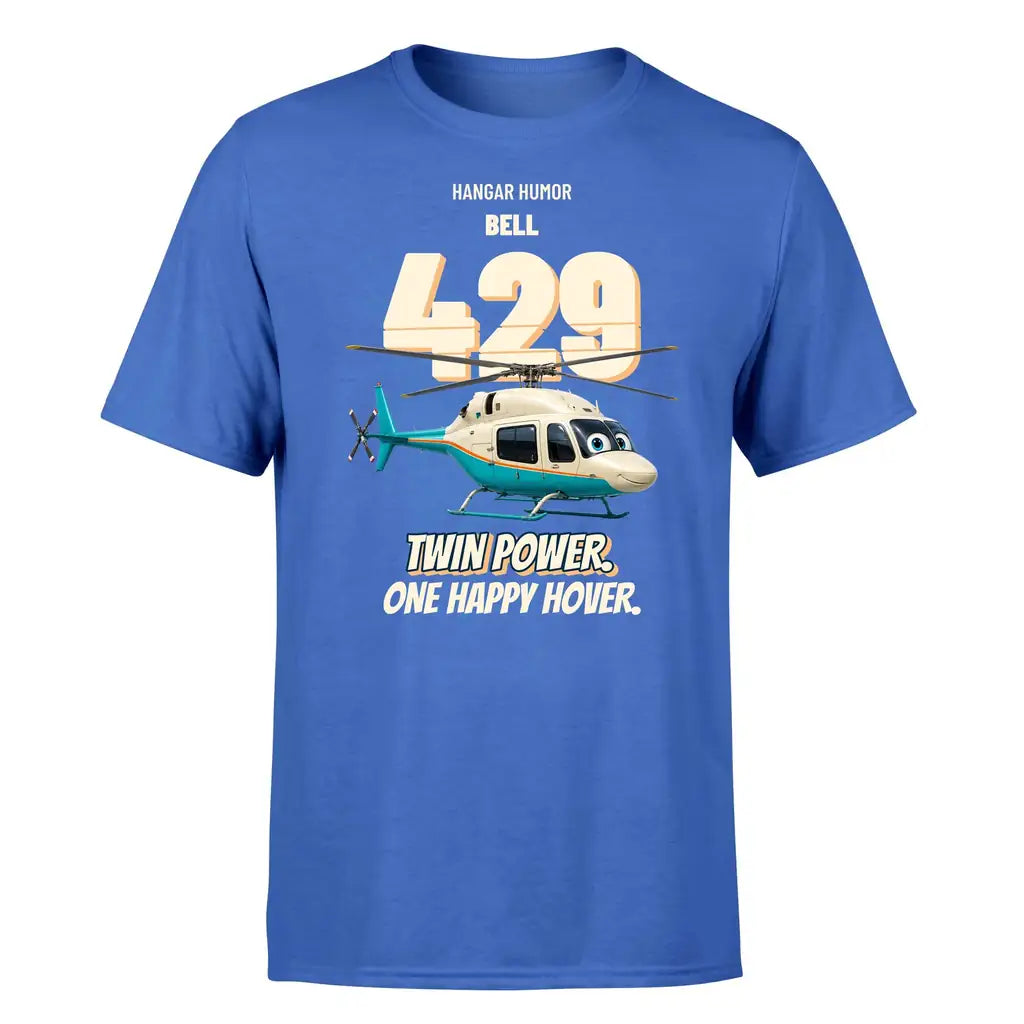 Bell 429 - Twin power. One happy hover. - Premium T-Shirt design on blue premium t shirt
