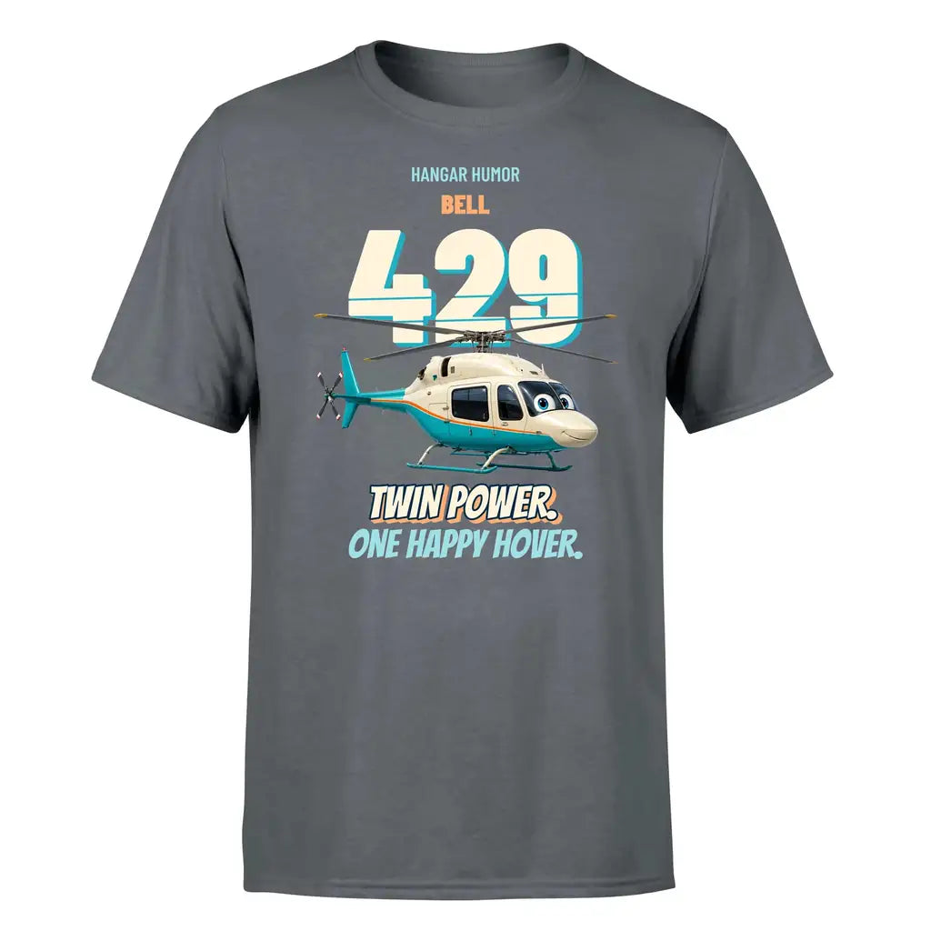 Bell 429 - Twin power. One happy hover. - Premium T-Shirt design on gray premium t shirt