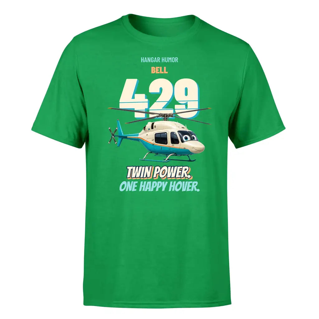 Bell 429 - Twin power. One happy hover. - Premium T-Shirt design on green premium t shirt