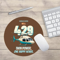 Thumbnail for Bell 429 - Twin power. One happy hover. design on brown round mouse pad