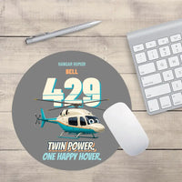 Thumbnail for Bell 429 - Twin power. One happy hover. design on gray round mouse pad
