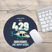Thumbnail for Bell 429 - Twin power. One happy hover. design on navy blue round mouse pad