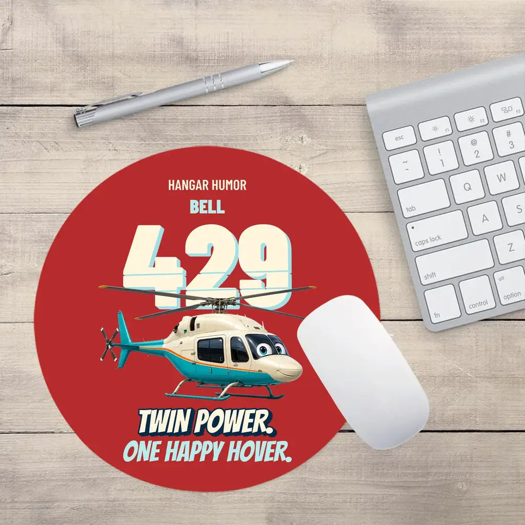 Bell 429 - Twin power. One happy hover. design on red round mouse pad