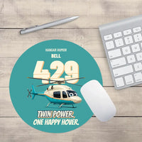 Thumbnail for Bell 429 - Twin power. One happy hover. design on turquoise round mouse pad