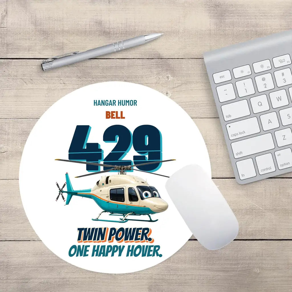 Bell 429 - Twin power. One happy hover. design on white round mouse pad
