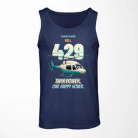 Thumbnail for Bell 429 - Twin power. One happy hover. design on dark blue tank top