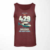 Thumbnail for Bell 429 - Twin power. One happy hover. design on dark red tank top