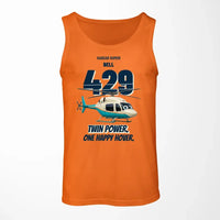 Thumbnail for Bell 429 - Twin power. One happy hover. design on orange tank top