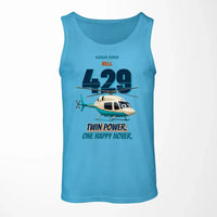 Thumbnail for Bell 429 - Twin power. One happy hover. design on sky blue tank top