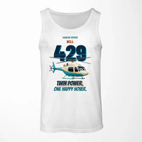 Thumbnail for Bell 429 - Twin power. One happy hover. design on white tank top