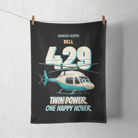 Thumbnail for Bell 429 - Twin power. One happy hover. design on black towel