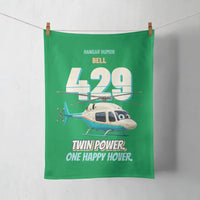 Thumbnail for Bell 429 - Twin power. One happy hover. design on green towel