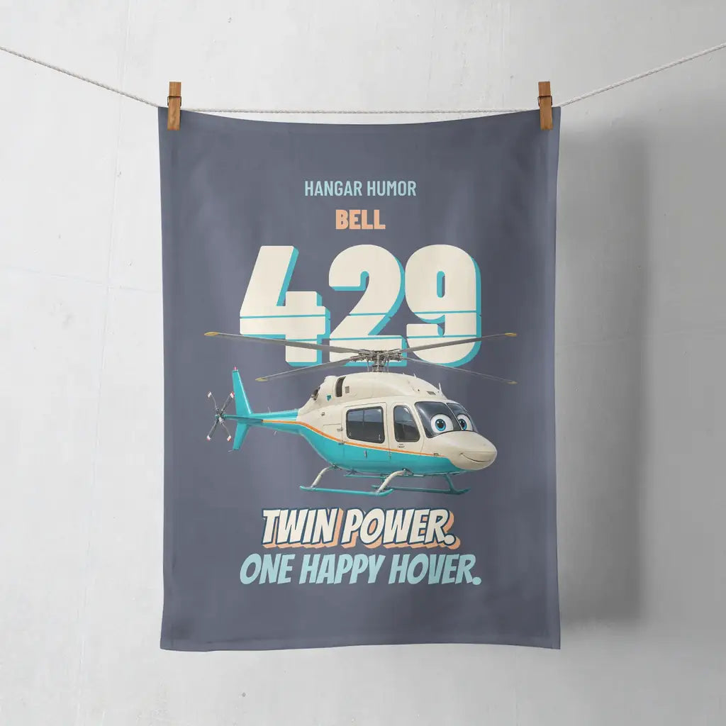 Bell 429 - Twin power. One happy hover. design on navy blue towel