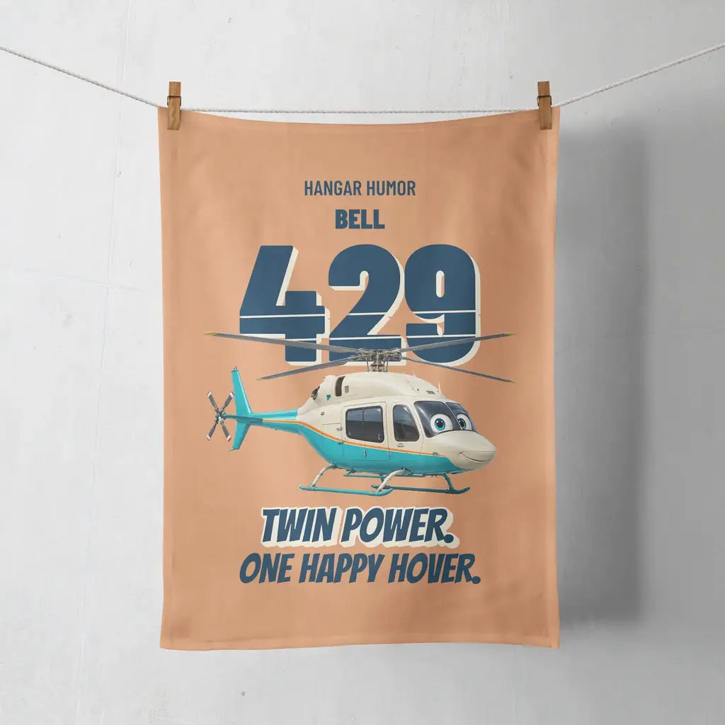 Bell 429 - Twin power. One happy hover. design on orange towel