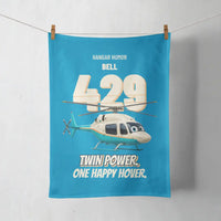 Thumbnail for Bell 429 - Twin power. One happy hover. design on turquoise towel