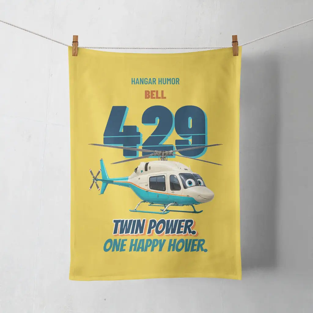 Bell 429 - Twin power. One happy hover. design on yellow towel