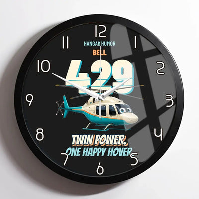 Bell 429 - Twin power. One happy hover. design on black framed wall clock