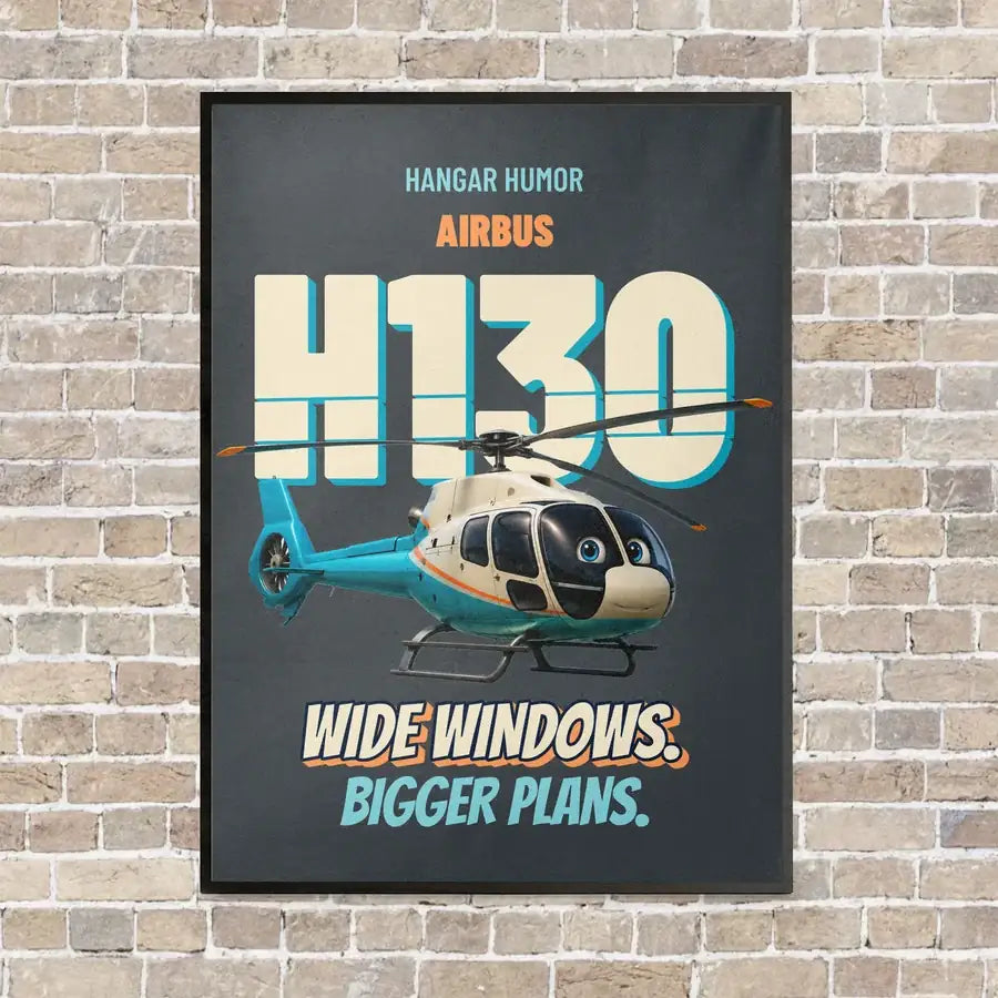 Airbus H130 - Wide windows. Bigger plans. vertical canvas print - framed - gray background