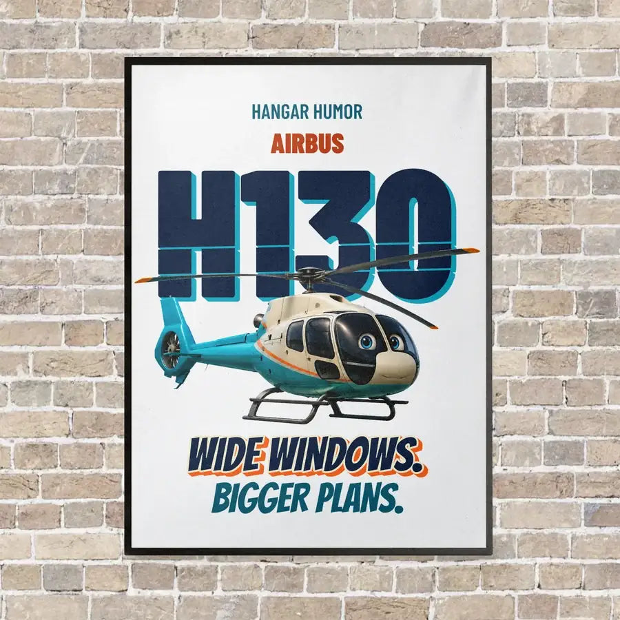 Airbus H130 - Wide windows. Bigger plans. vertical canvas print - framed - white background