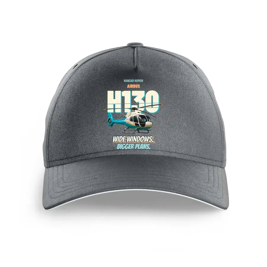 Airbus H130 - Wide windows. Bigger plans. design on gray printed hat