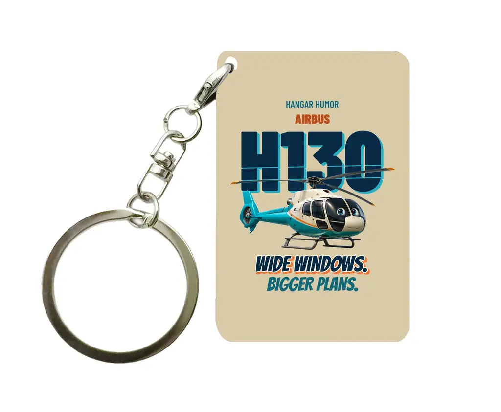 Airbus H130 - Wide windows. Bigger plans. design on beige key chain