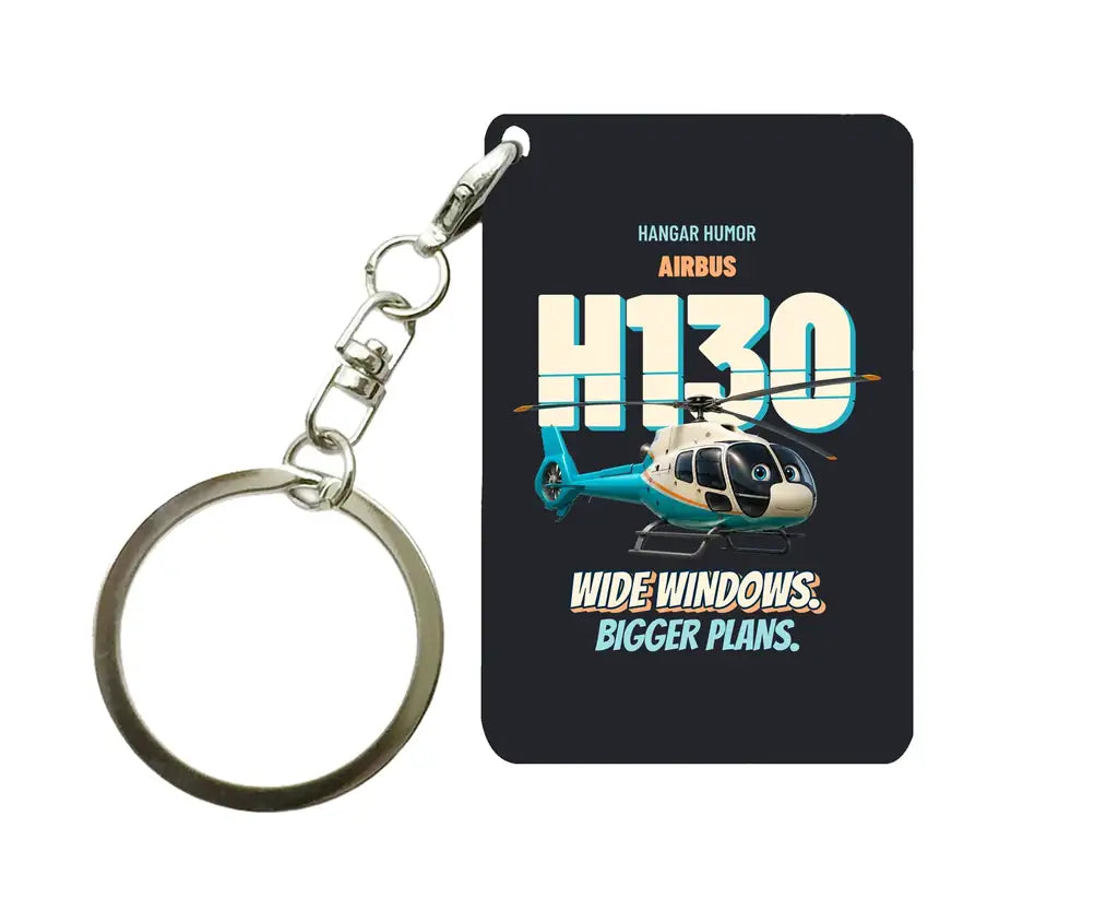Airbus H130 - Wide windows. Bigger plans. design on black key chain